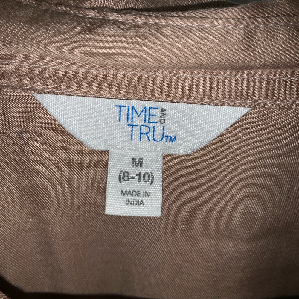 Women’s tan button up dress with tags Time and Tru - Picture 2 of 5